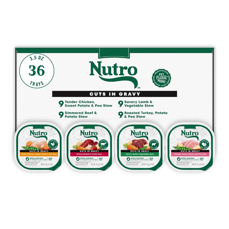 Nutro Natural Choice Cuts in Gravy Wet Dog Food Beef, Lamb, Chicken, and Turkey Recipes Variety Pack, 3.5 oz. Trays (36 Count, Pack of 1) - Image 1