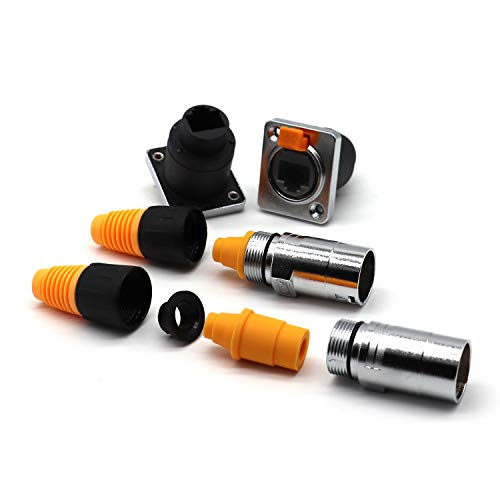 LOCHSOEL RJ45 Interface Waterproof sockets Connector,Right Angle Panel Mounting Shielded IP65 Waterproof PCB Signal Panel Cat5/5e/6 8P8C Ethernet LAN Cable Connector(2 Set/4 Pack) - Image 5