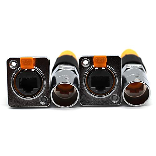 LOCHSOEL RJ45 Interface Waterproof sockets Connector,Right Angle Panel Mounting Shielded IP65 Waterproof PCB Signal Panel Cat5/5e/6 8P8C Ethernet LAN Cable Connector(2 Set/4 Pack) - Image 2