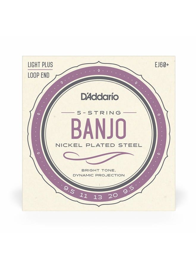 D'Addario EJ60+ 5-String Banjo Strings, Nickel, Light Plus, 9.5-20 - Image 2