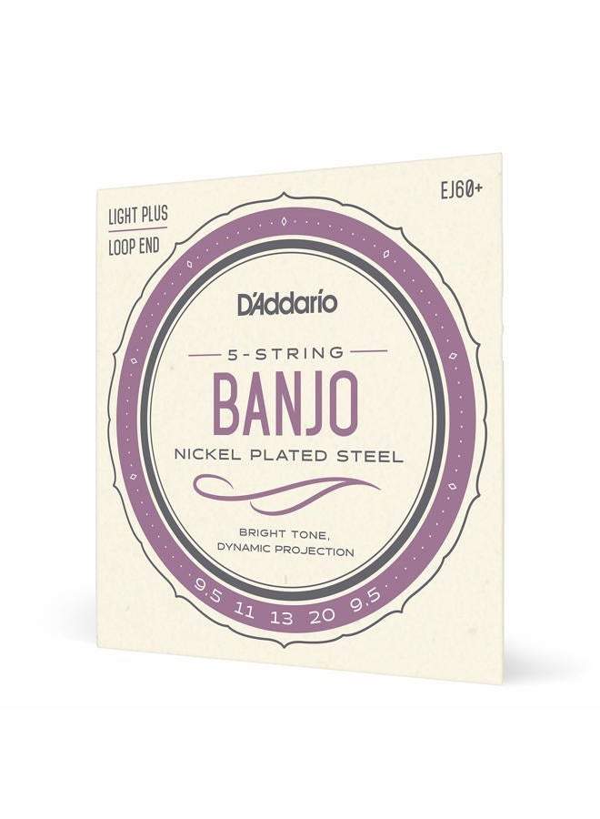 D'Addario EJ60+ 5-String Banjo Strings, Nickel, Light Plus, 9.5-20 - Image 1