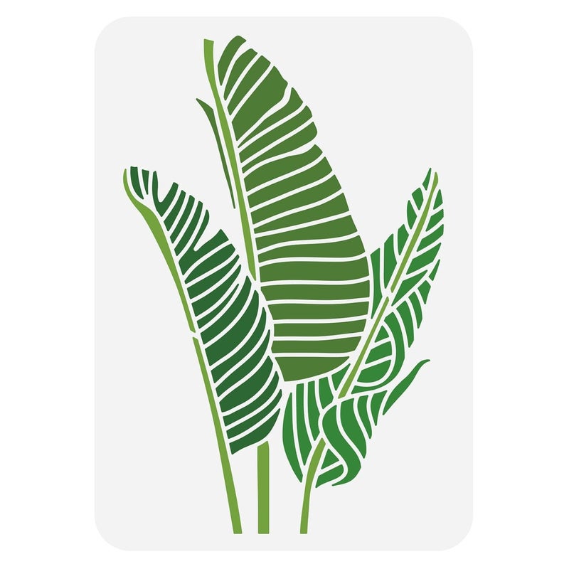 BENECREAT Tropical Palm Leaf Stencil Reusable Leaves Plastic Stencil Drawing Painting Stencils for Drawing Stencils for Painting, Scrapbooking and Art Projects, 12x8inches
