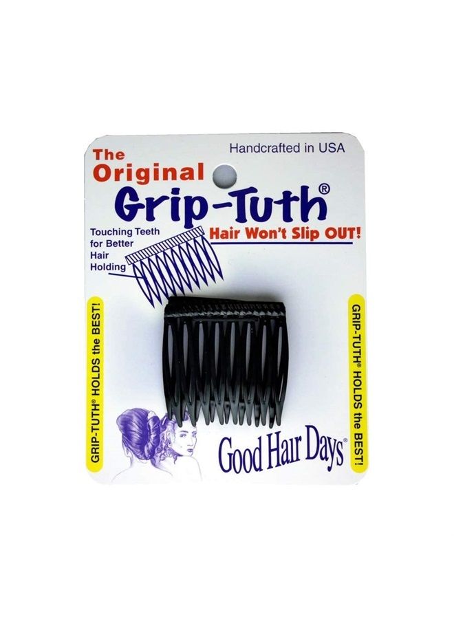 Good Hair Days Grip-Tuth Combs - Set Of 2 Hair Side Combs - Hair Combs For All Types Of Hair - Decorative & Hair Styling Women Accessories  (Black, 1 ½ ″ Wide) - Image 1
