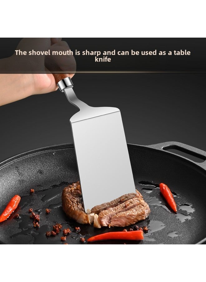 High Quality Stainless Steel Cooking Shovel Special Small Fried Steak Shovel Teppanyaki Shovel Pizza Shovel Pancakes-Color:Stainless Steel Cooking Spatula With Wooden Handle  - Image 5