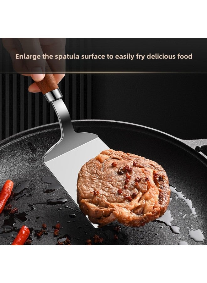 High Quality Stainless Steel Cooking Shovel Special Small Fried Steak Shovel Teppanyaki Shovel Pizza Shovel Pancakes-Color:Stainless Steel Cooking Spatula With Wooden Handle  - Image 3
