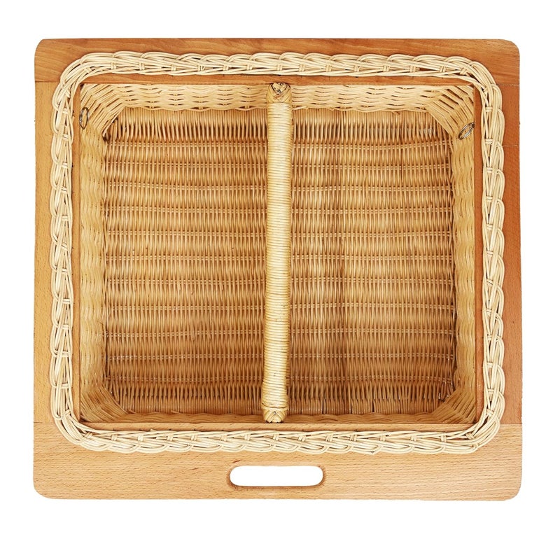 Akway Wicker basket for Modular Kitchen Pull out Wicker Basket for Kitchen Onion Patoto basket for Kitchen With Partition 22W 564mm Including Channel x 16D x 6H - Image 1