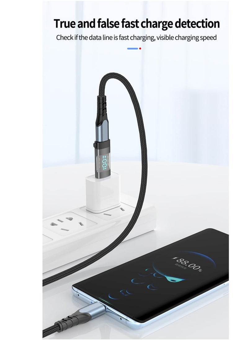 USB C Adapter, 2 Pcs 100W Digital Display USB C Female to USB C Male Extension Adapter, with Digital Display, Type C Power Meter Tester, Compatible iPhone 15 Pro Max and Other USB C Devices (Grey)