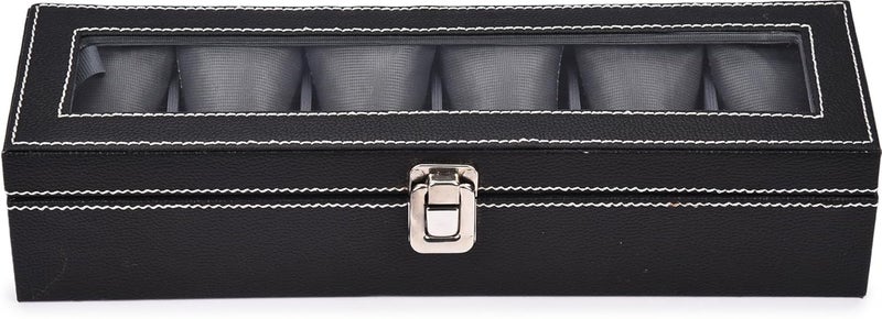 STORESHINE Men's and Women's Leatherette Watch organizer holder Case for 6 Watches, Removable Watch Pillows, Watch Box Holder, Gift for Loved Ones (Grey::Black) - Image 2