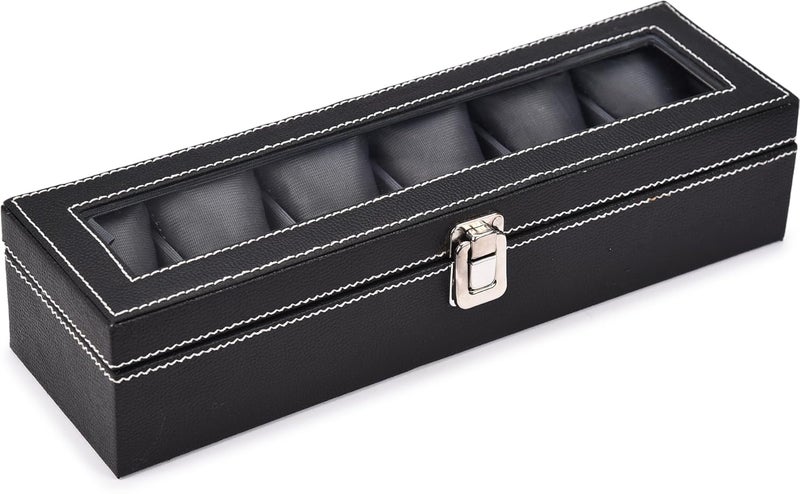 STORESHINE Men's and Women's Leatherette Watch organizer holder Case for 6 Watches, Removable Watch Pillows, Watch Box Holder, Gift for Loved Ones (Grey::Black) - Image 4