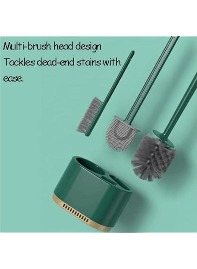 HOOKOR Modern All-in-one Toilet Brush Wall-Mounted Floor-Standing Dual-Purpose Toilet Brush and Holder Deep Cleaning Toilet Bowl Brush Easy to Clean, Light Green  - Image 3