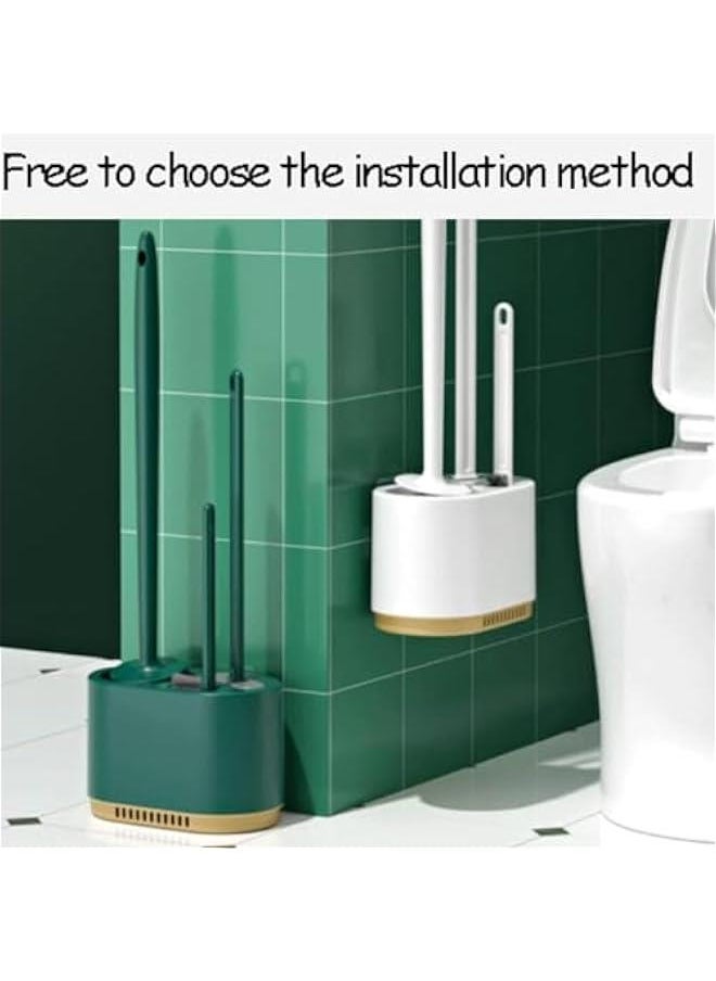 HOOKOR Modern All-in-one Toilet Brush Wall-Mounted Floor-Standing Dual-Purpose Toilet Brush and Holder Deep Cleaning Toilet Bowl Brush Easy to Clean, Light Green  - Image 4
