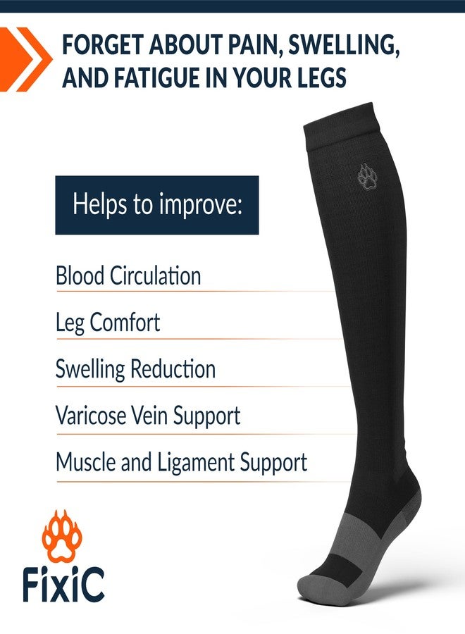 FixiC Compression Socks Men & Women - 3 Pairs, L-XL (8-15), 15-20 mmHg - Compression Stockings for Women and Men - Black Circulation Socks - Support Socks for Training, Traveling, Diabetics and More! - Image 2