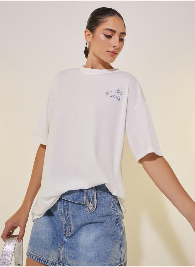 Take Two Graphic Print Round Neck Oversized T-Shirt  - Image 1