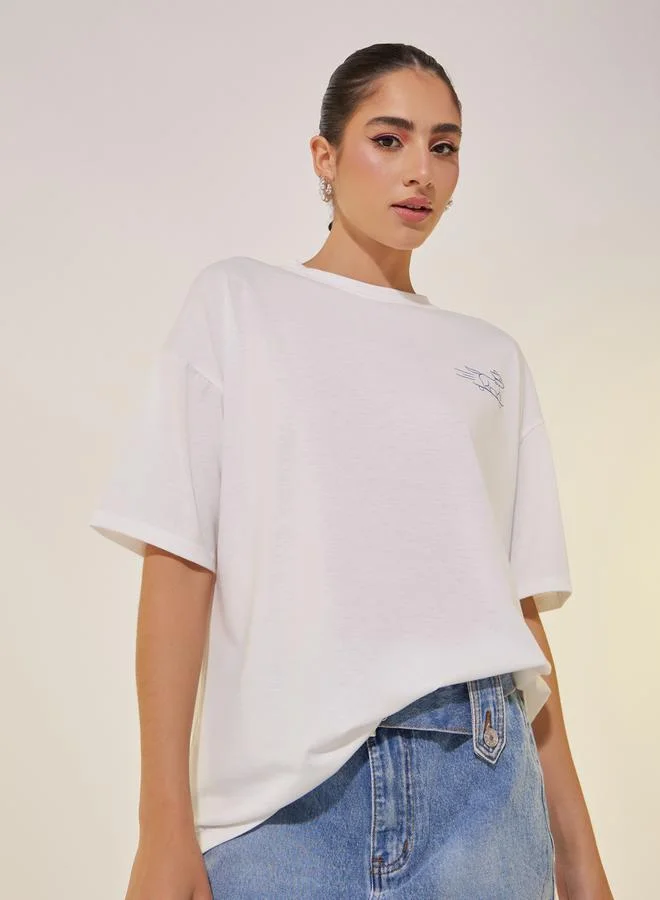 Take Two Graphic Print Round Neck Oversized T-Shirt