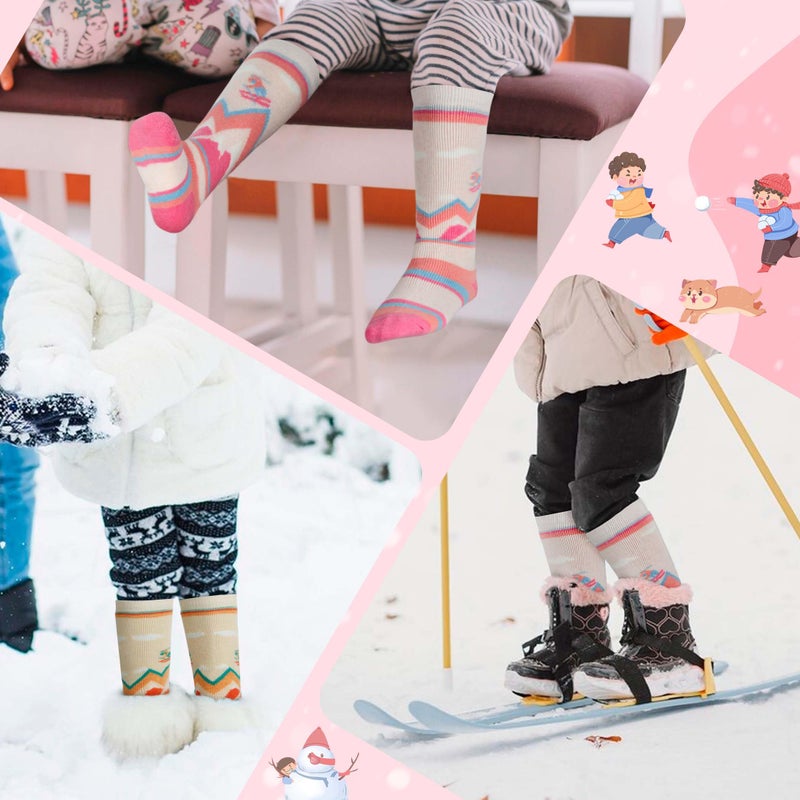 unenow Merino Wool Ski Socks Kids 2 Pairs, Winter Warm Snowboarding Thermal Socks for Boys Girls Toddlers - Image 5