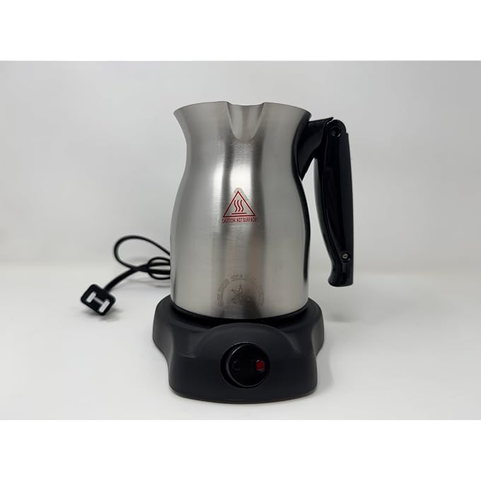 Golden Star Adjustable Electric Coffee Maker  6 Cup Stainless Steel Jazve with Folding Handle & Cordless Heating Base  Armenian & Middle Eastern Coffee Pot, 110120V - Image 2