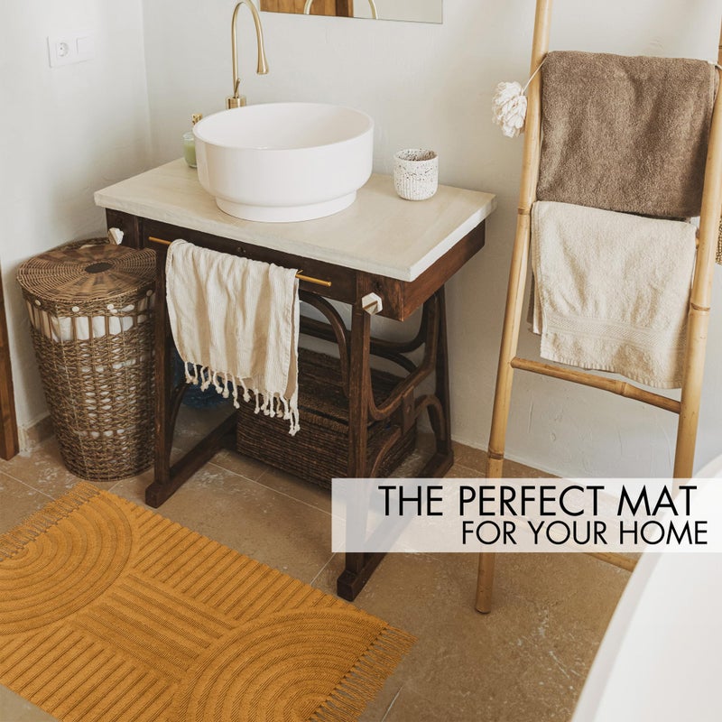 KIBAGA Beautiful Boho Rug with Tassels for Your Bathroom - Soft 2 x 3 ft. Cotton Rug Fits Perfectly Into Your Bath - Washable, Non-Slip Mat Ideal to Enhance Any Modern Home Decor, 24 x 36 inch - Image 3
