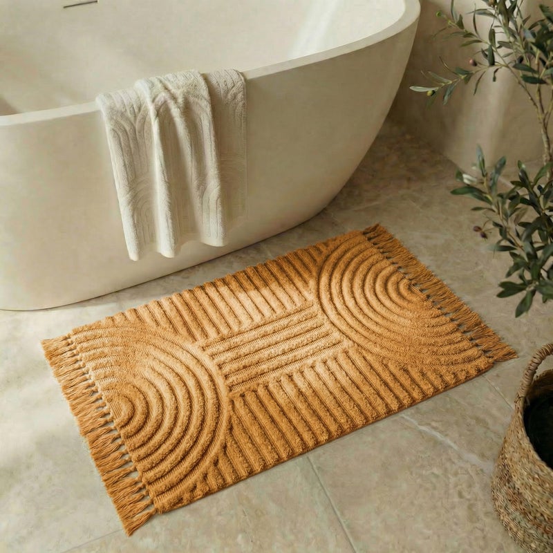 KIBAGA Beautiful Boho Rug with Tassels for Your Bathroom - Soft 2 x 3 ft. Cotton Rug Fits Perfectly Into Your Bath - Washable, Non-Slip Mat Ideal to Enhance Any Modern Home Decor, 24 x 36 inch - Image 1