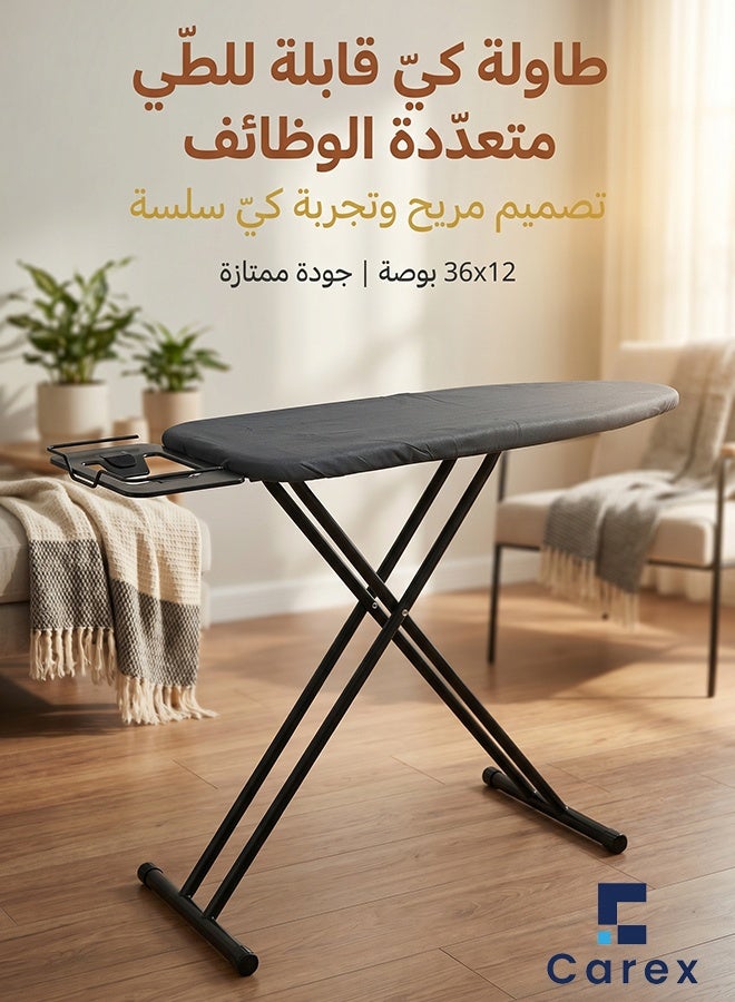 Carex Foldable Adjustable Height Ironing Board 36×12 Inch, Heavy Duty Iron Table with Built-in Iron Rest for Home Laundry Use - Image 1
