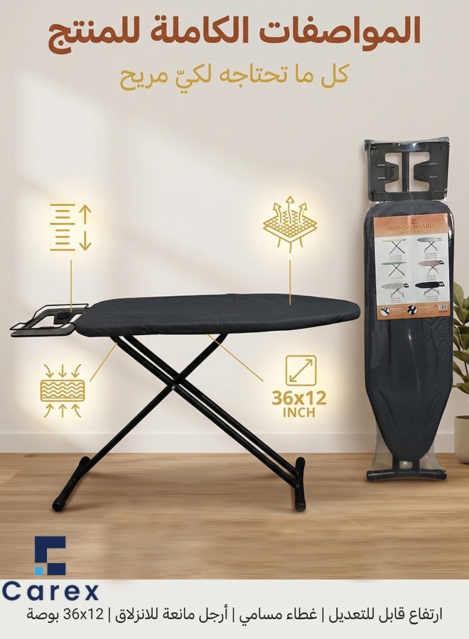 Carex Foldable Adjustable Height Ironing Board 36×12 Inch, Heavy Duty Iron Table with Built-in Iron Rest for Home Laundry Use - Image 5