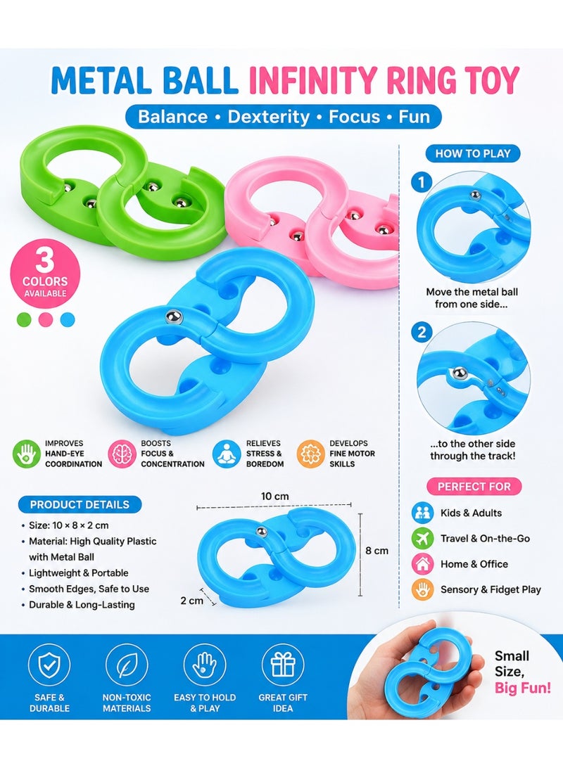 vGRASSP Metal Ball Infinity Ring Balance Toy, Hand Dexterity Moving Ball Puzzle, Sensory Fidget Skill Game for Kids and Adults, Hand Eye Coordination Training Toy, Brain Teaser Focus and Stress Relief Travel Toy, 10 × 8 × 2 cm - Image 4