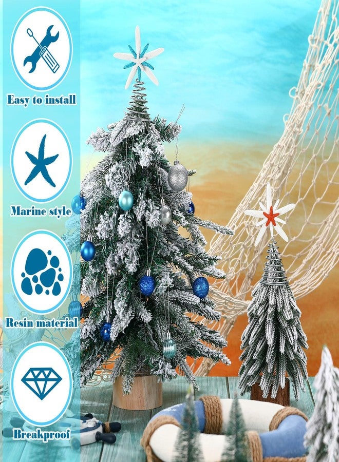 Janinka 2 Pcs Mini Christmas Starfish Tree Topper Decoration Beach Starfish Christmas Treetop Ornament Rustic Nautical Coastal Sea Star Ocean DIY Craft for Holiday Xmas Home Indoor Outdoor Decor - Image 2
