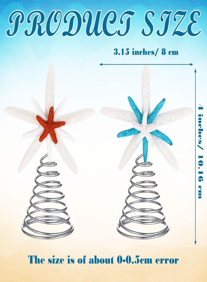 Janinka 2 Pcs Mini Christmas Starfish Tree Topper Decoration Beach Starfish Christmas Treetop Ornament Rustic Nautical Coastal Sea Star Ocean DIY Craft for Holiday Xmas Home Indoor Outdoor Decor - Image 4