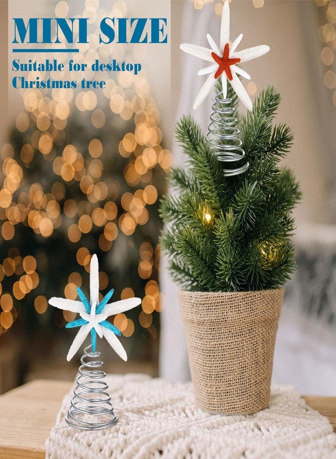 Janinka 2 Pcs Mini Christmas Starfish Tree Topper Decoration Beach Starfish Christmas Treetop Ornament Rustic Nautical Coastal Sea Star Ocean DIY Craft for Holiday Xmas Home Indoor Outdoor Decor - Image 5