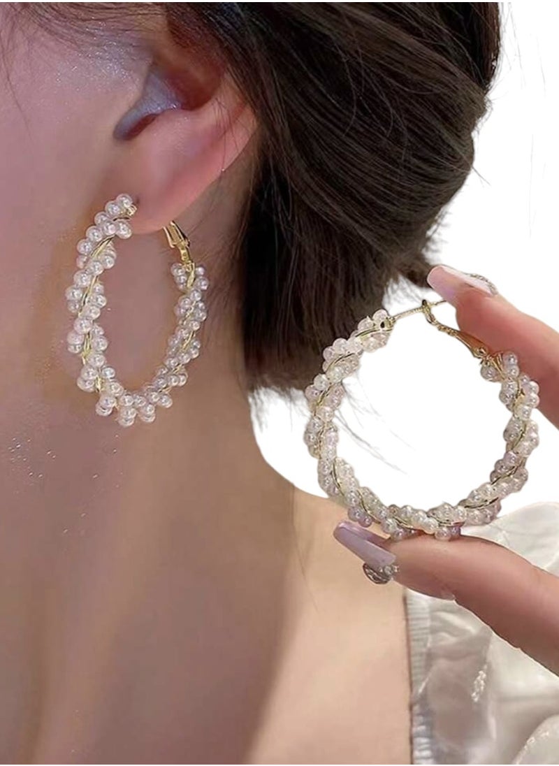 YUCCA Luxury Faux Pearl Hoop Earrings Unique Design Look and Style for High-end Women New Arrival  - Image 1