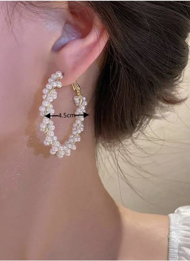 YUCCA Luxury Faux Pearl Hoop Earrings Unique Design Look and Style for High-end Women New Arrival  - Image 3