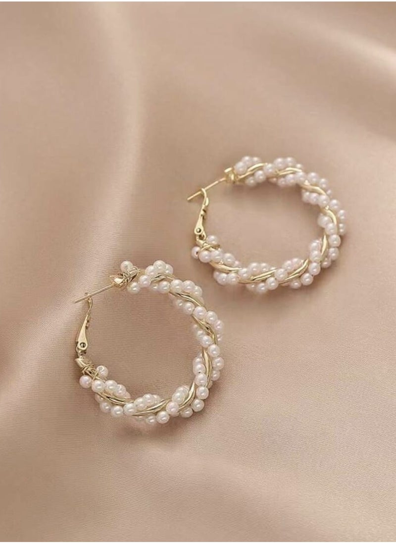 YUCCA Luxury Faux Pearl Hoop Earrings Unique Design Look and Style for High-end Women New Arrival  - Image 2