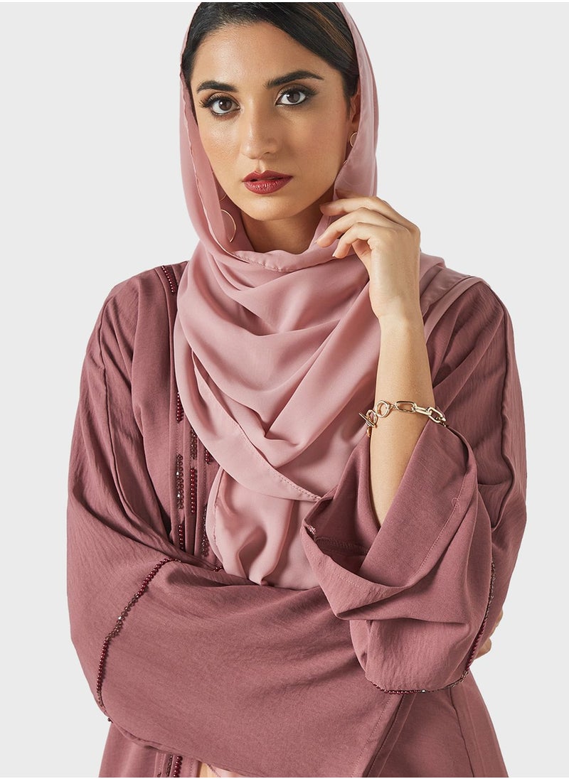 Threadz by Ajooni - Pleat Embellished Abaya - Image 1