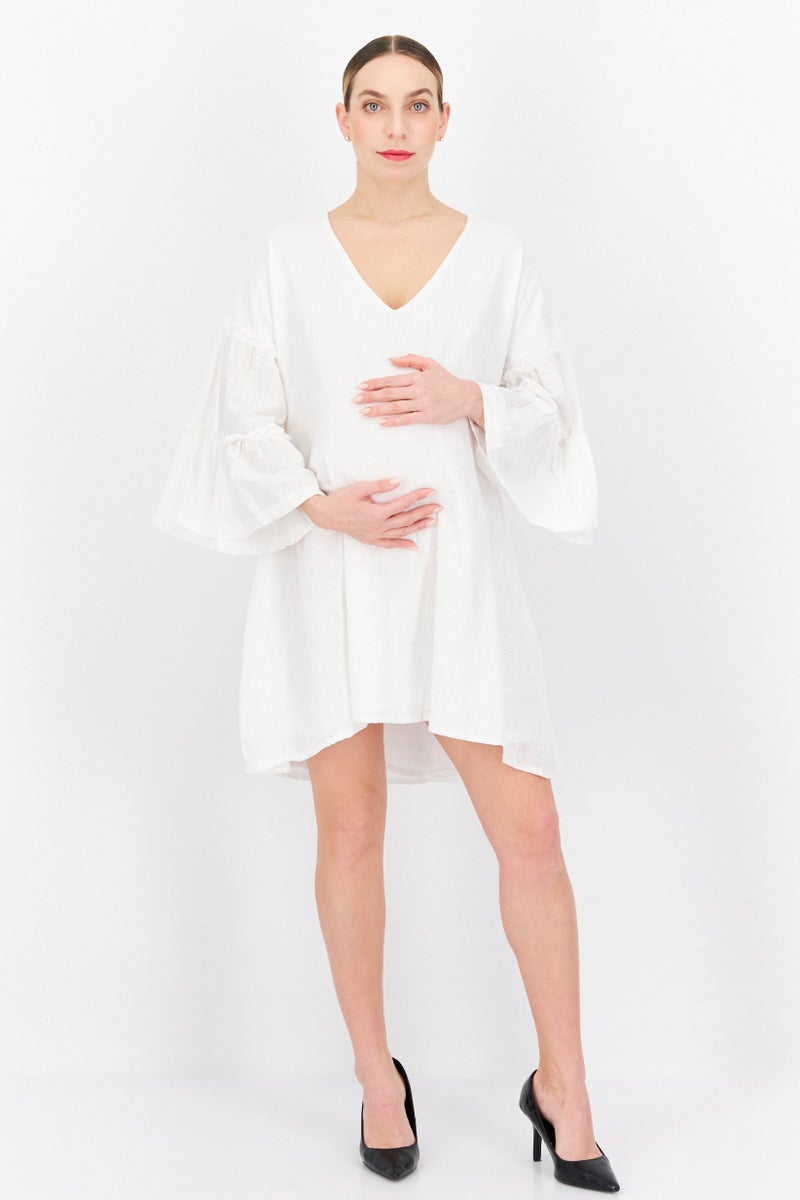 In the style فستان ميني طويل الأكمام بتصميم محبوك للحمل، أبيض - Image 2