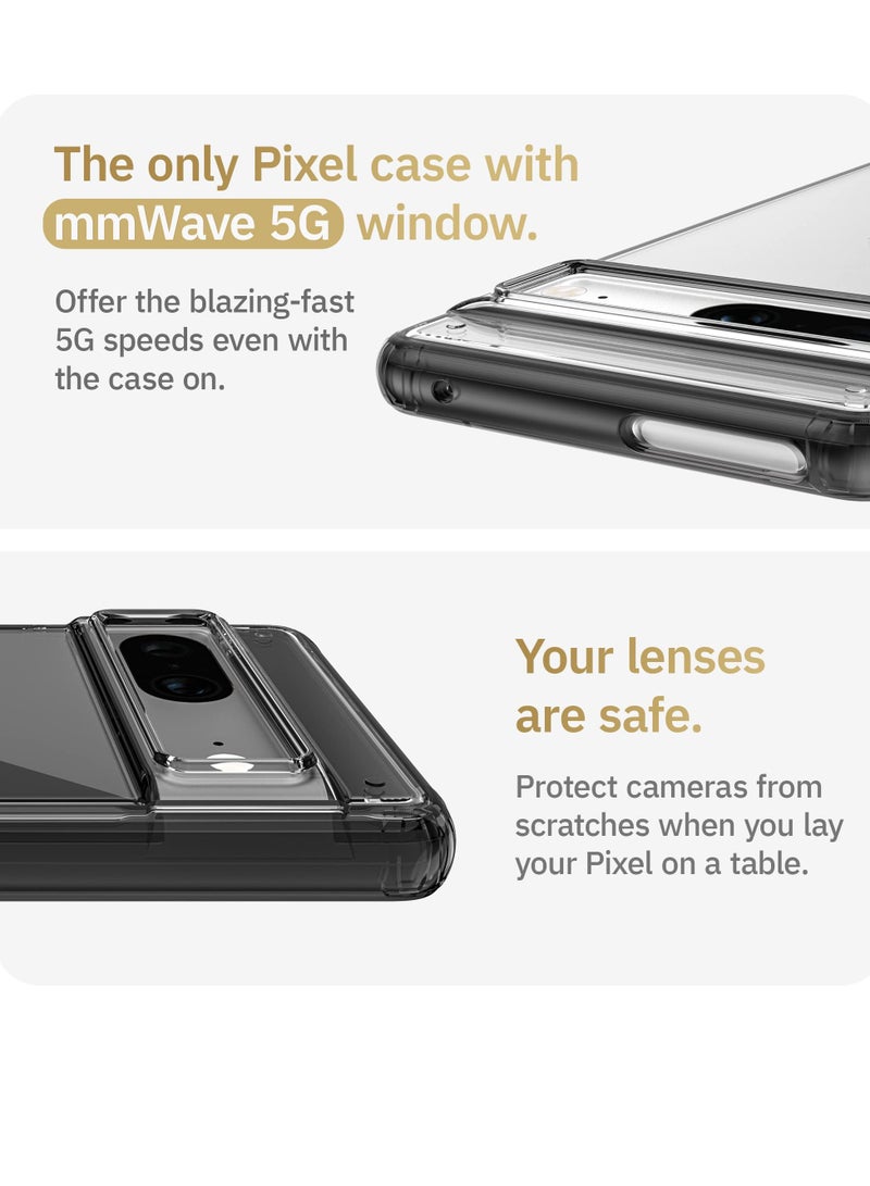 KASTWAVE Crystal Clear for Pixel 7 Case, Ultra Slim Black Crystal Clear Case [Shockproof with AirbagCorner Technology & mmWave 5G Window] for Google Pixel 7 Phone Case - Image 2