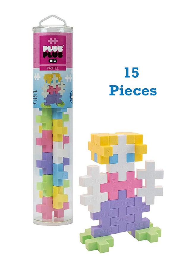 Plus-Plus Building Blocks Toy - 15 Pc Large Durable Pieces - Kids Construction Toys, Creative Learning Resources And Stem Play For Home And Travel - Toys For 1 Year Old Boys And Girls - Pastel  - Image 1