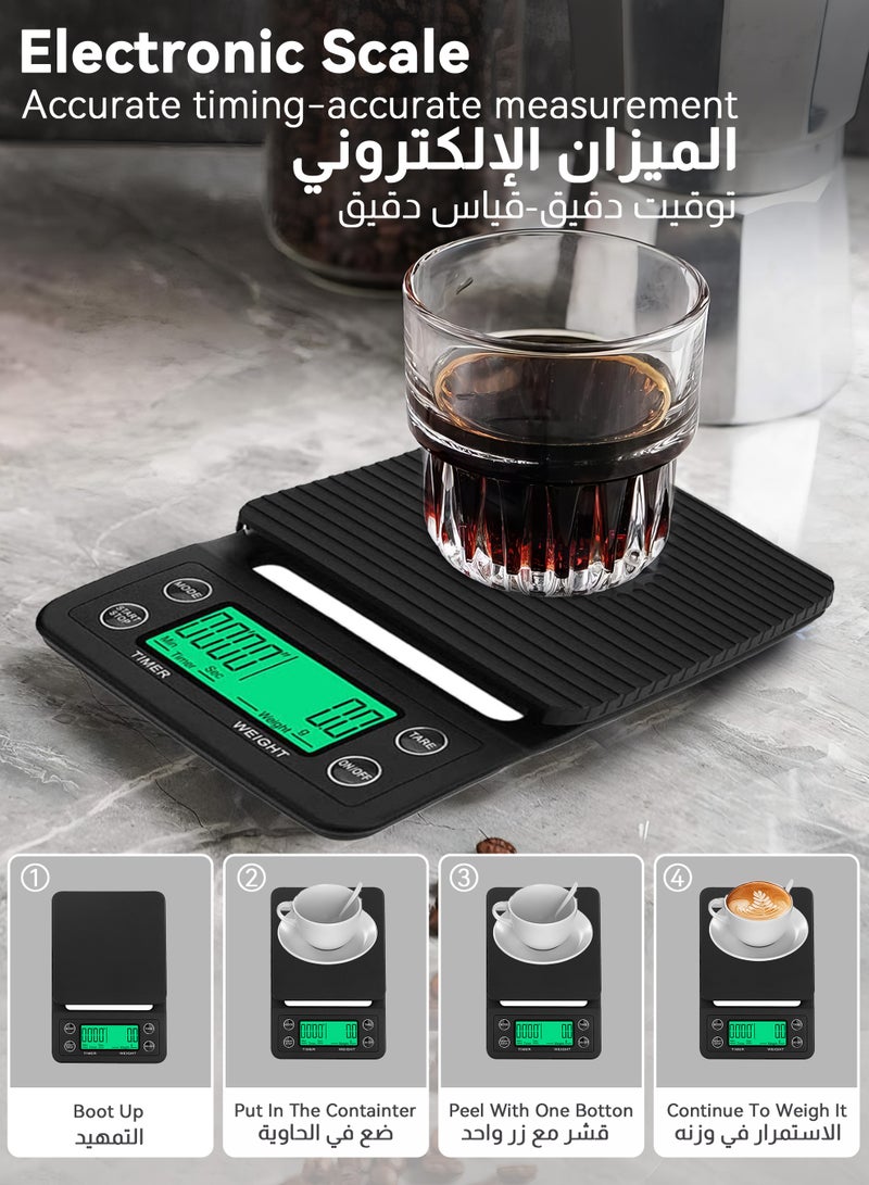 يو إل اتش واي سي طقم V60 طقم تنقيط قهوة مكون من 14 قطعة يشتمل على ميزان ووعاء تنقيط وفلتر قهوة ومطحنة قهوة وقمع تنقيط ومقياس حرارة وصندوق أدوات - Image 2