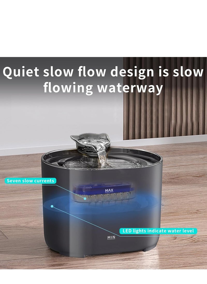 Yoawllty Cat Water Fountain with Water Filte, Automatic Stainless Steel Pet Water Fountain for Healthy Hydration Fresh Water, Quiet Water Dispenser Drinking Bowl for Pet (Black)  - Image 2