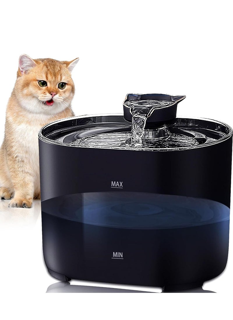 Yoawllty Cat Water Fountain with Water Filte, Automatic Stainless Steel Pet Water Fountain for Healthy Hydration Fresh Water, Quiet Water Dispenser Drinking Bowl for Pet (Black)  - Image 1