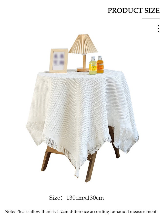 DUNISO مفرش طاولة من القطن والكتان بشراشيب بنمط متقلب لغرفة الطعام والمطبخ 130 سم - Image 2