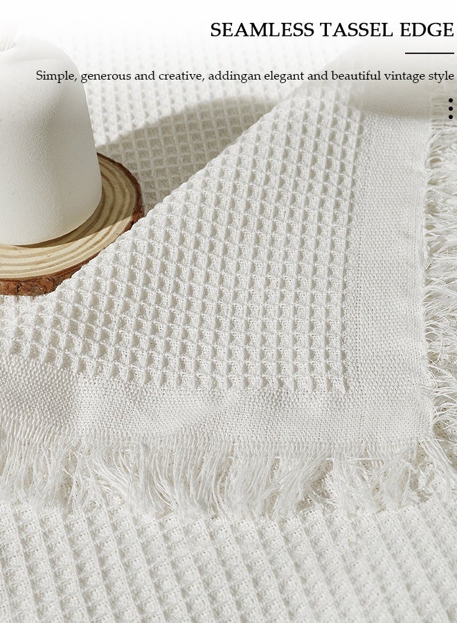 DUNISO مفرش طاولة من القطن والكتان بشراشيب بنمط متقلب لغرفة الطعام والمطبخ 130 سم - Image 5