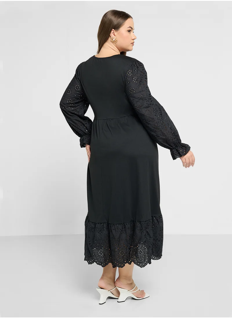 ايلا بلس Puff Sleeve A-Line Dress