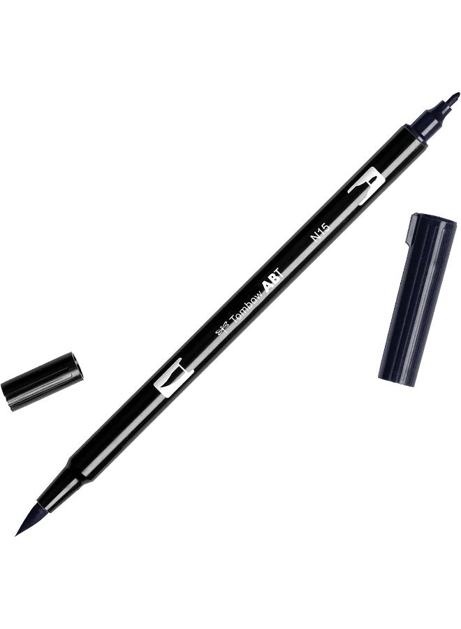 TOMBOW ABT Dual Brush Pen AB-TN15, brush tip and fine tip, Black, Water-Based Ink, 1 pen for lettering - Image 1