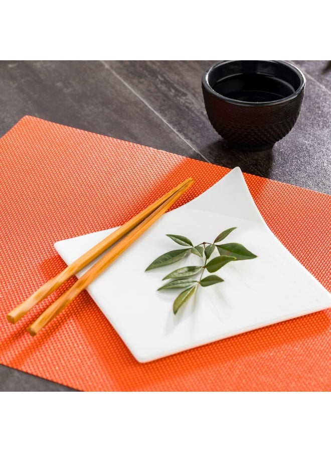 Restaurantware Carmel Mesh 16 x 12 Inch Table Placemats, Set Of 6 Woven Washable Placemats - Heat Tolerant, No Stain, Tangerine Vinyl Kitchen Placemats, Waterproof, Easy To Clean - Image 3