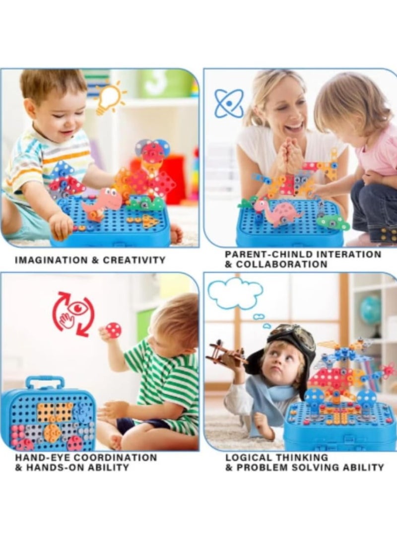 null - Screw Twist Toys, Building Blocks Toys, Diy Learning Building Toy Set, Electric Drill Children Diy Simulation Repair Disassembly Tool Box, Learning Toy Building Engineering Building Block Set With Toy Drill And Screwdriver Tool Set - Image 1