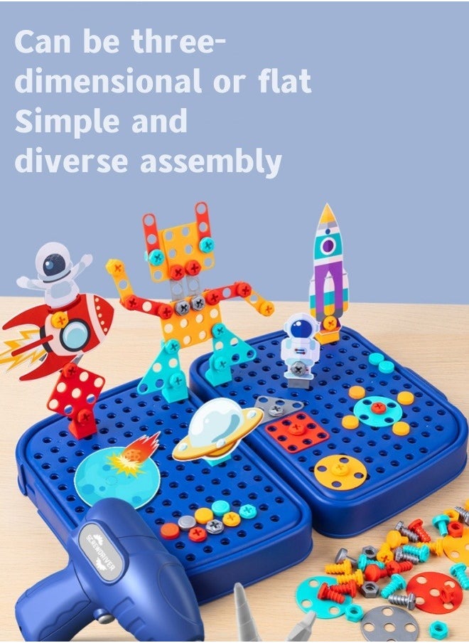 null - Screw Twist Toys, Building Blocks Toys, Diy Learning Building Toy Set, Electric Drill Children Diy Simulation Repair Disassembly Tool Box, Learning Toy Building Engineering Building Block Set With Toy Drill And Screwdriver Tool Set - Image 1