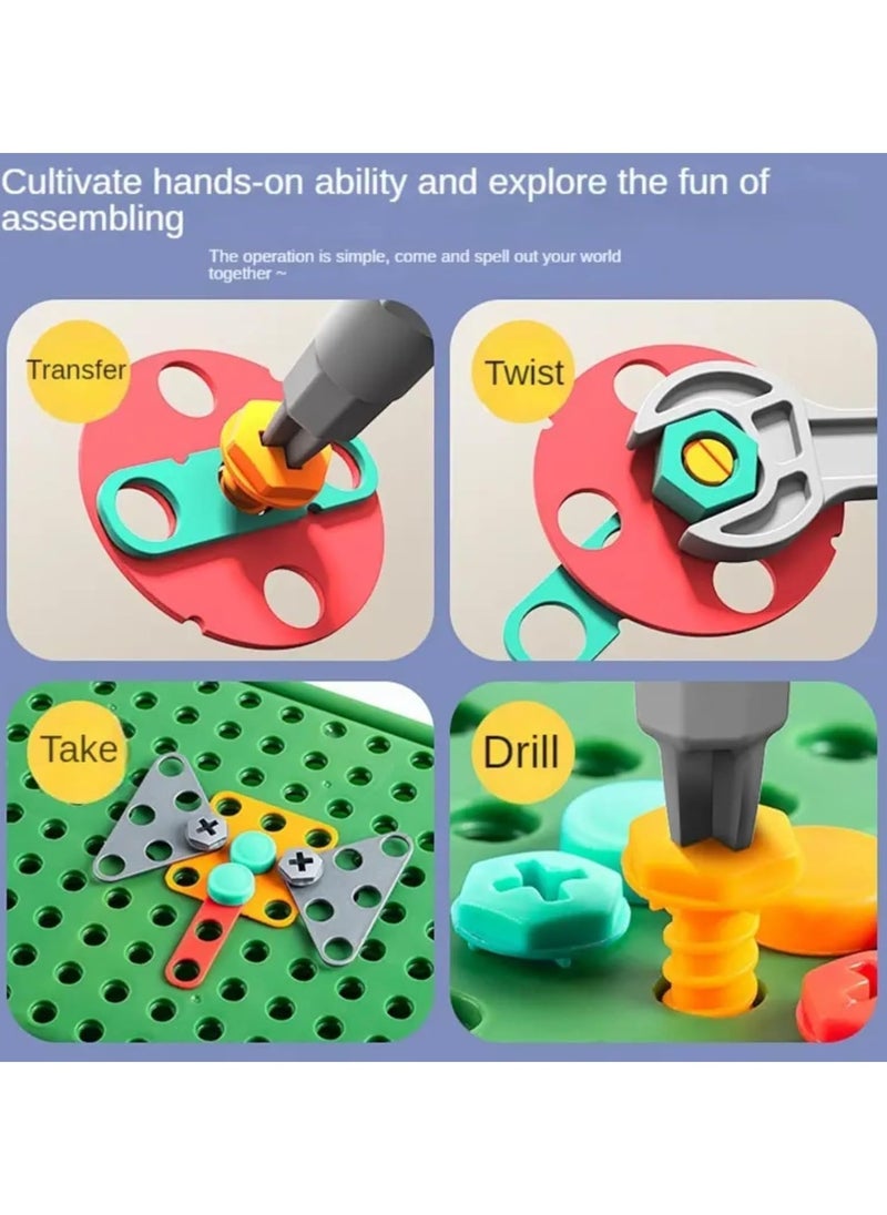 Screw Twist Toys, Building Blocks Toys, Diy Learning Building Toy Set, Electric Drill Children Diy Simulation Repair Disassembly Tool Box, Learning Toy Building Engineering Building Block Set With Toy Drill And Screwdriver Tool Set  - Image 3