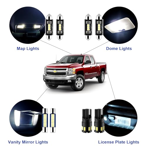 EASY EAGLE 12Pcs Super Bright LED Interior Lights, 6000k White Bulb Kit for Chevy Silverado 2007 2008 2009 2010 2011 2012 2013 All Models Light Accessories+Install Tool - Image 3