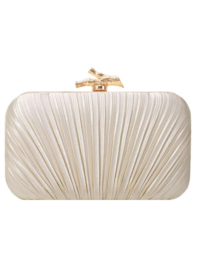 OSHIMA Clutch Purse for Women, Small Clutch Purses, Clutch Purses for Women Evening, Satin Pleated Evening Bags, Formal Wedding Party Cocktail Purse, Handbags Party Purses for Women with Detachable Chain - Image 1