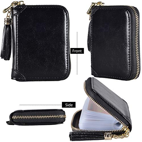 YUHAN PRETTY Womens Credit Card Holder Wallet RFID Leather Small ID Card Case (20 Card Slots - Black New) - Image 5
