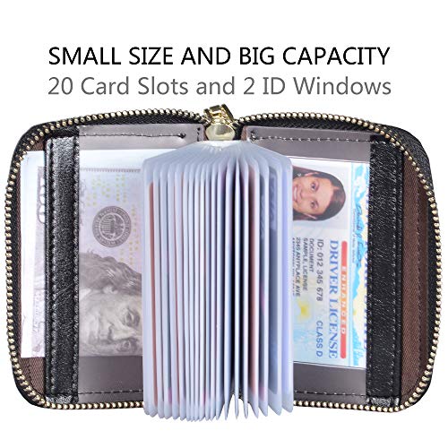 YUHAN PRETTY Womens Credit Card Holder Wallet RFID Leather Small ID Card Case (20 Card Slots - Black New) - Image 4